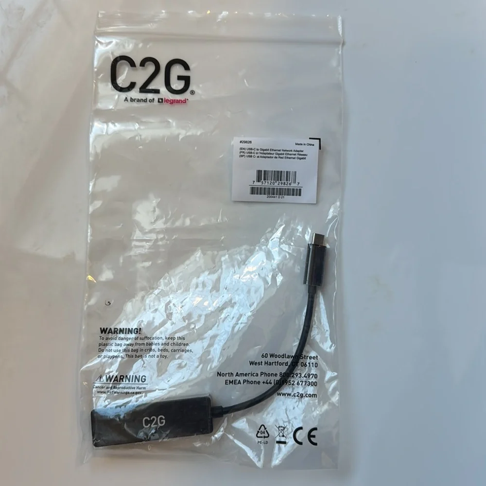 C2G USB-C to Gigabit Ethernet Network Adapter Converter NWT